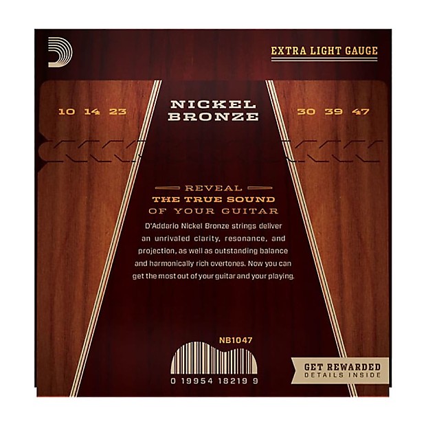 D'Addario NB1047 Nickel Bronze Acoustic Guitar Strings, Extra Light Gauge image 3