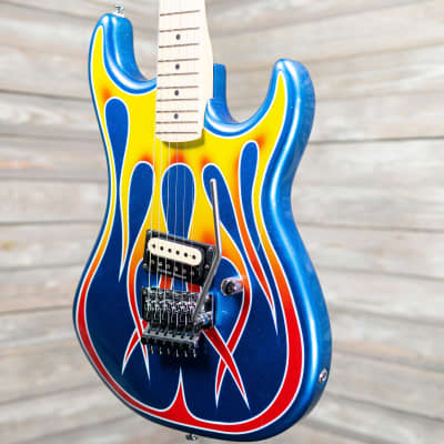 Kramer Baretta "Hot Rod" Electric Guitar  - Blue Sparkle Flames (9014-BO) image 2