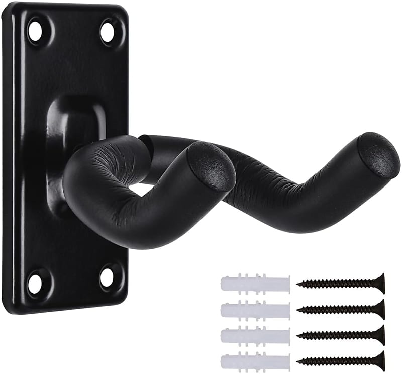 Guitar Wall Mount Hanger Hook Holder Stand Guitar Hangers Hooks for Acoustic Electric and Bass Guitars  - Black image 1
