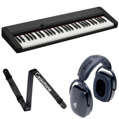 Casio CT-S1 61-Key Portable Keyboard, Black w/ Strap & Bluetooth Headphones