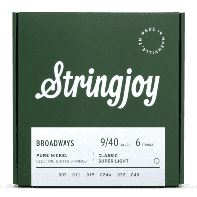 Stringjoy Broadways | Classic Super Light Gauge (9-40) Pure Nickel Electric Guitar Strings image 1