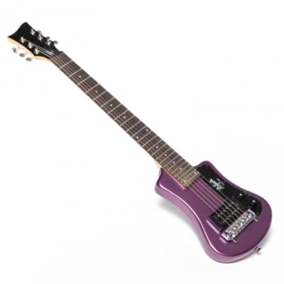 Hofner HOF-HCT-SH-PU-O Shorty Electric Travel Guitar - Metallic Purple - with Gig Bag image 7