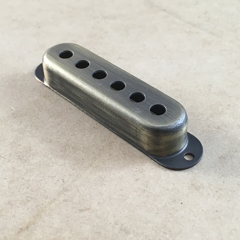 Single Vintage Antique Brass Metal Pickup Cover Fender Strat Reverb
