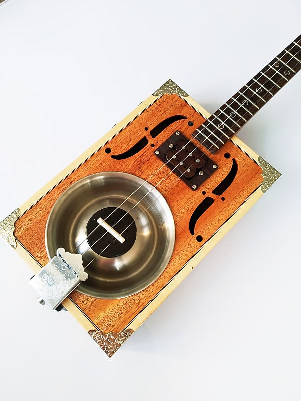 3string handmade dogbowl resonator Cigar Box Guitar CBG Reverb