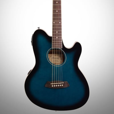 Ibanez TCY10E Talman Cutaway Acoustic-Electric Guitar, Transparent Blue Sunburst image 2