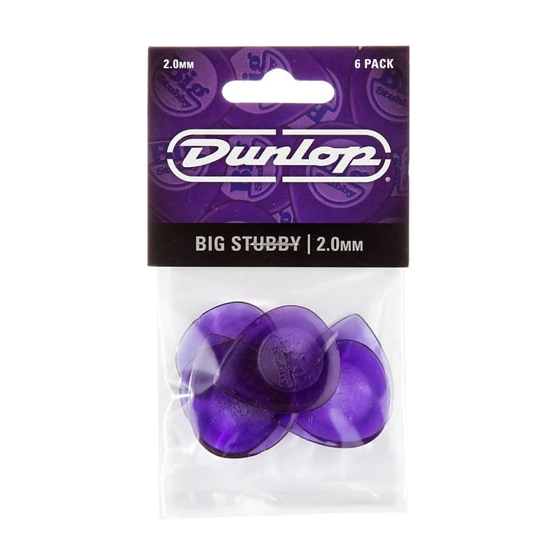 Dunlop Big Stubby Guitar Picks 2.0MM - 6 Pack (475P2.0 / Purple) image 1