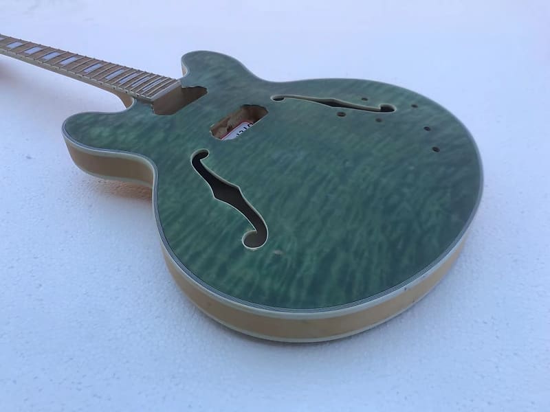 Quilted Maple Top Jazz Guitar Body with Maple Neck and Rosewood Fingerboard image 1