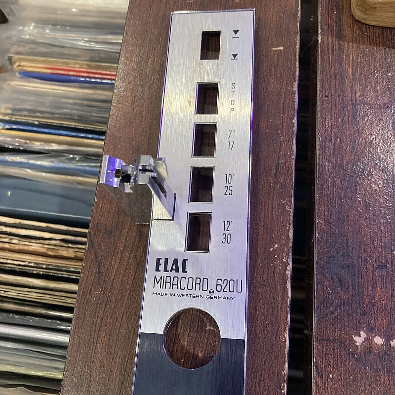 Elac Miracord 620U Turntable Part - Control Panel &amp; Tonearm Rest  			