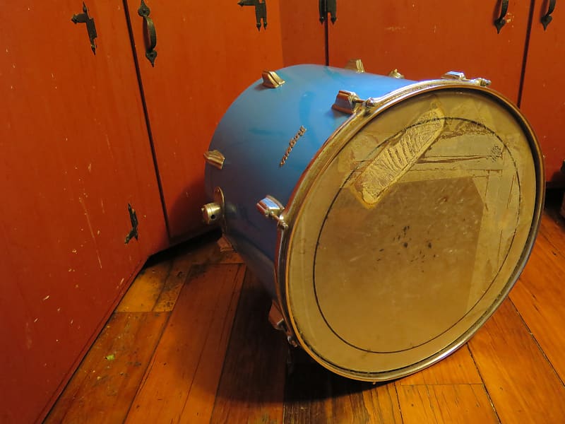 1972 vintage usa Rogers 18" blue floor tom / jazz bass drum for drum set kit snare image 1