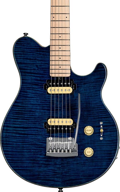 Sterling AX3FM Axis Flame Maple Top Electric Guitar, Neptune Blue image 1