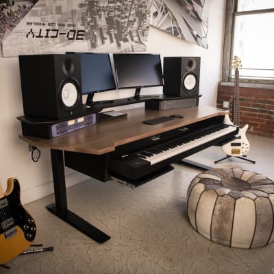 AZ Studio Workstations Elite Sit-Stand Studio Desk Walnut image 1