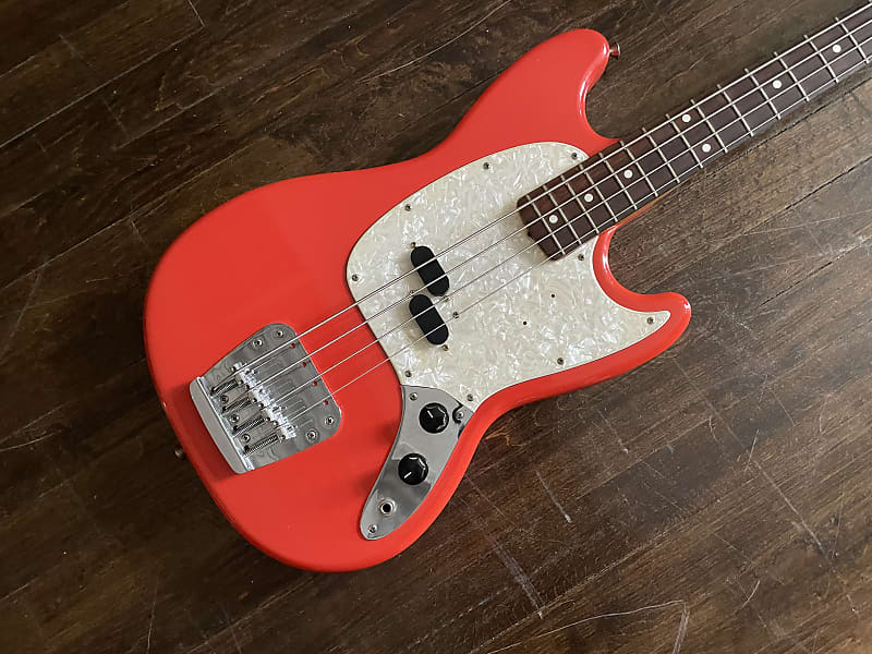 1998 Fender MB-98 / MB-SD Mustang Bass Reissue MIJ Short Scale Fiesta Red image 1