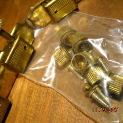 Kluson 3 On a Side Split Post Tuners with Hardware 1950's Gold image 5