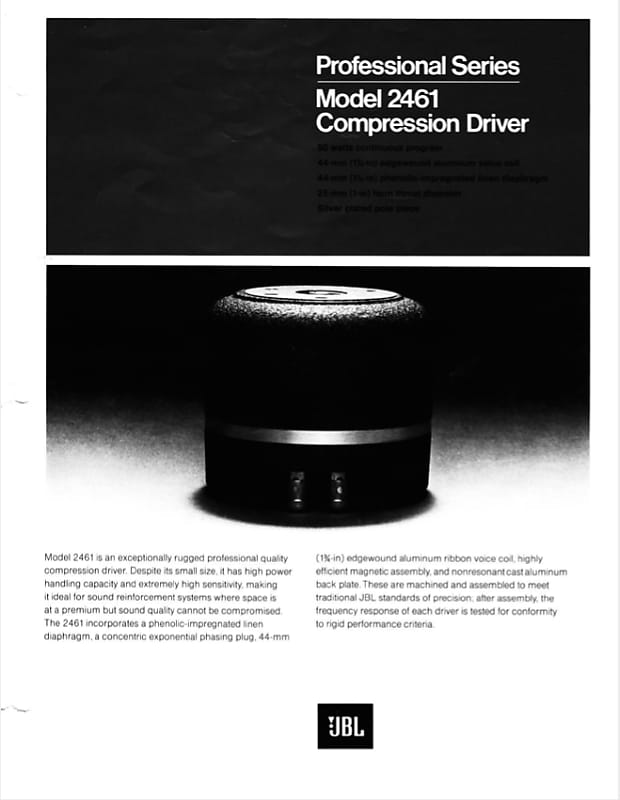 JBL 2461 HF Compression Driver 16 Ohm Original JBL | Reverb JBL 2461 HF Compression Driver 16 Ohm Original JBL | Reverb