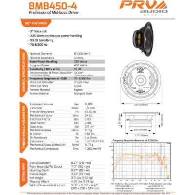 PRV Audio - 8MB450 - 8" Midbass Woofer 8 ohms 450 Watts Speaker image 4