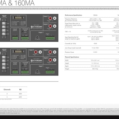 Crown 135MA Three-input, 35-Watt Mixer/Amplifier image 4