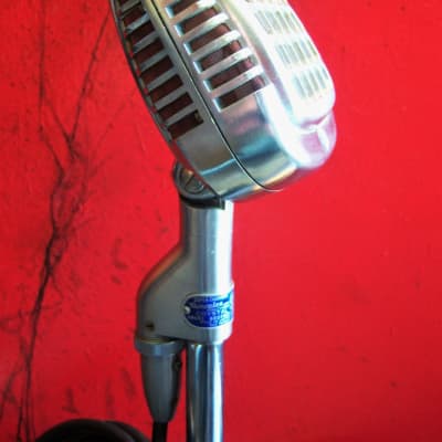 Vintage 1940's Shure 737A crystal super cardioid microphone Satin Chrome w short cable # 2 image 4
