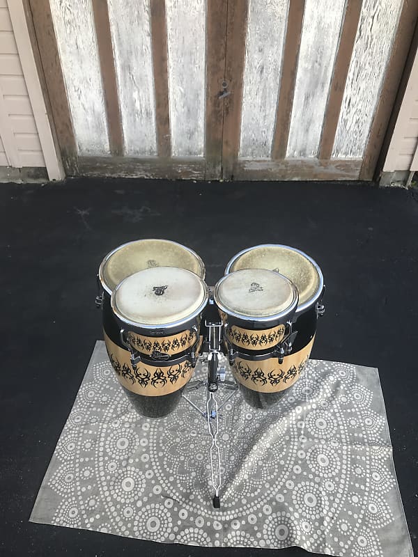 Latin Percussion Aspire Accent Conga's & Bongo's Black & Tan Reverb