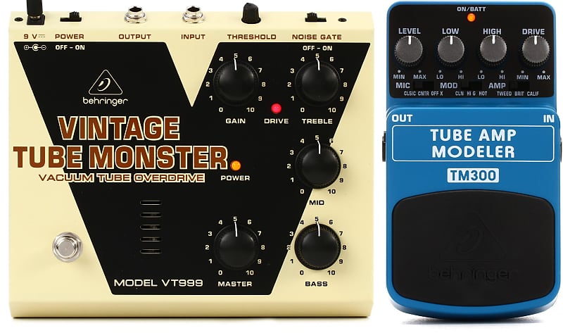 Behringer VT999 Vintage Tube Monster Overdrive Pedal Bundle with Behringer  TM300 Tube Amp Modeler Pedal