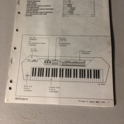 Roland  JX-1 Performance Synthesizer Service Notes