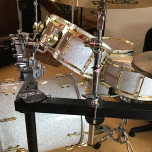 SJC Maple 5 Piece Drum Set w/ Gold Hardware Custom 2013 White/Gold Glitter image 9
