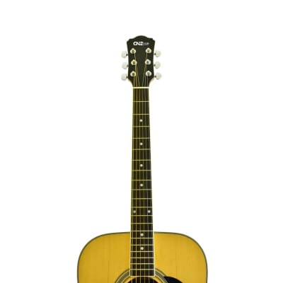 CNZ Audio Acoustic Dreadnought Guitar, Natural Spruce Top, Mahogany Back & Sides image 5