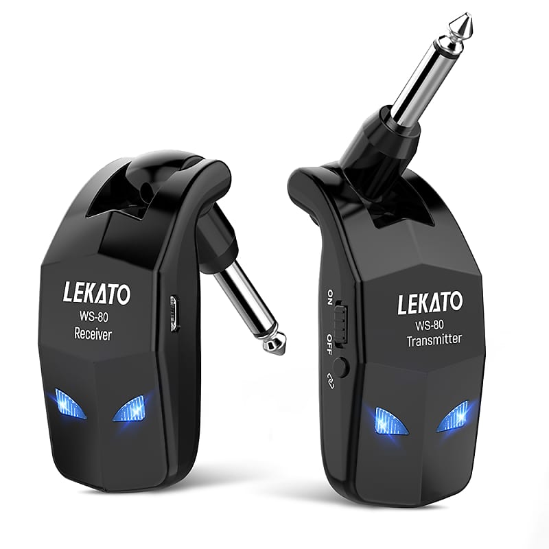 LEKATO 2.4GHz Wireless System for Guitar Bass Transmitter Receiver 4 Channel image 1