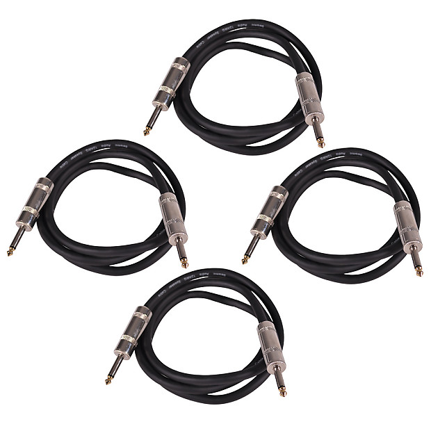Seismic Audio Q12TW5-4PACK 12-Gauge 2-Conductor 1/4" TRS to 1/4" Speaker Cable - 5' (4-Pack) image 1