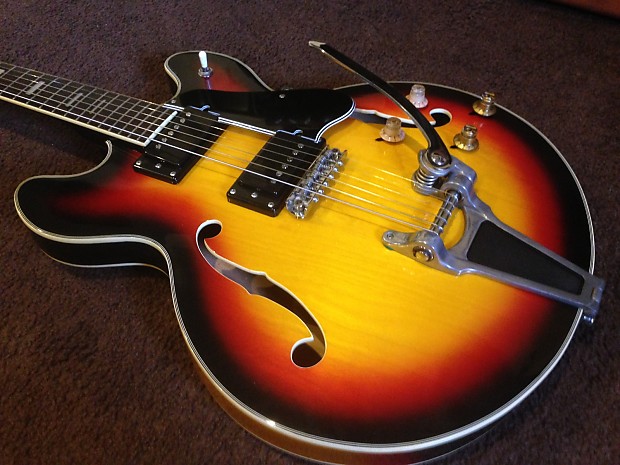 Kent 335 Style Guitar, 1960's, Japan, Bigsby Copy Tailpiece