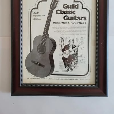 1976 Guild Guitars Promotional Ad Framed Guild Mark 5, Mark 4, Mark 3, Mark 2 Classical Guitars Orig for sale