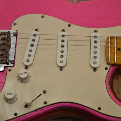 American Fender Stratocaster Relic Custom Pink Magenta Sparkle Colorshift! image 11