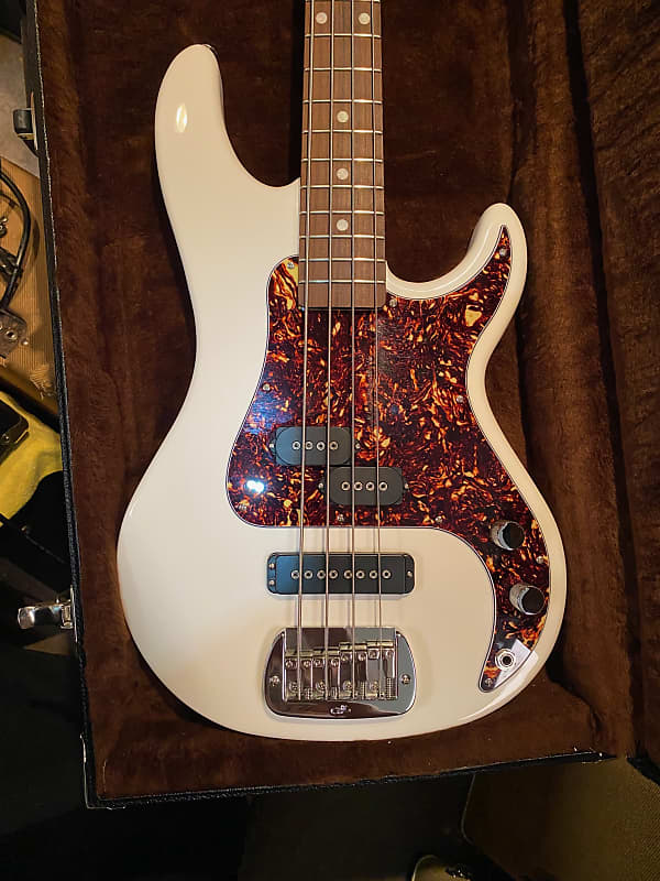 G&L SB-2 4 String 2021 - Alpine White, Tortoise Shell Guard, | Reverb