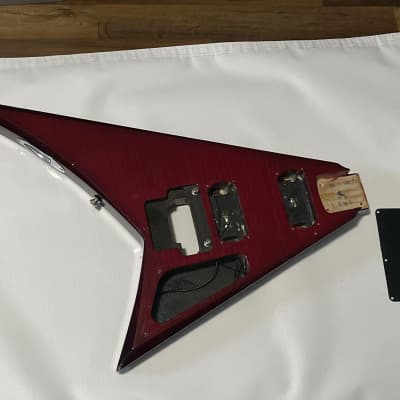 2005 MIJ Jackson RR3 RR Rhoads V Red Flame Guitar Body Floyd Tremolo Ready image 1