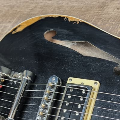 MyDream Partcaster Custom Built - Relic Black Thinline Gibson Scale Duesenberg image 7