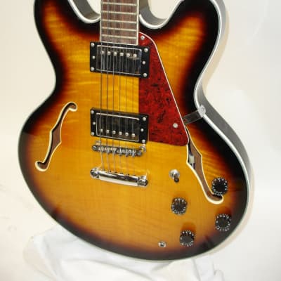 Stagg 335 Copy Semi-Hollow Electric Guitar, Brown Sunburst image 3