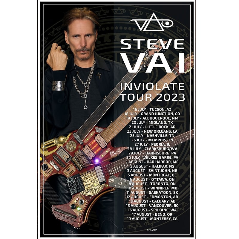 STEVE VAI Inviolate Tour 2023 Ltd Ed RARE Poster Display! Rock Progressive  Metal Yngwie Malmsteen Frank Zappa Joe Satriani Stevie Ray Vaughn | Reverb