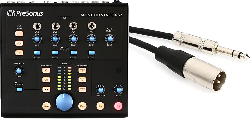PreSonus Monitor Station V2 Desktop Monitor Controller  Bundle with Pro Co BPBQXM-10 Excellines Balanced Patch Cable - TRS Male to XLR Male - 10 foot image 1