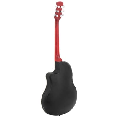 Glarry 41 inch Full-Size Cutaway Acoustic-Electric Guitar Grape Voice Hole Spruce Top Round Back 2020s - Sunset Red image 24
