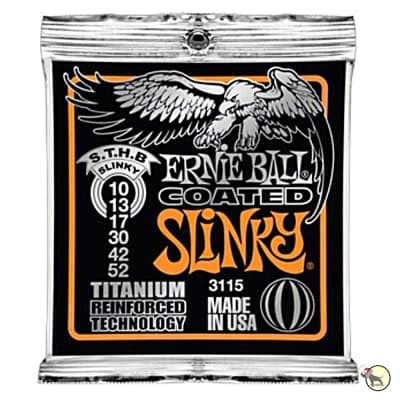 Ernie Ball 3115 Coated Titanium RPS Skinny Top Heavy Bottom Slinky Electric Guitar Strings (10-52) image 1