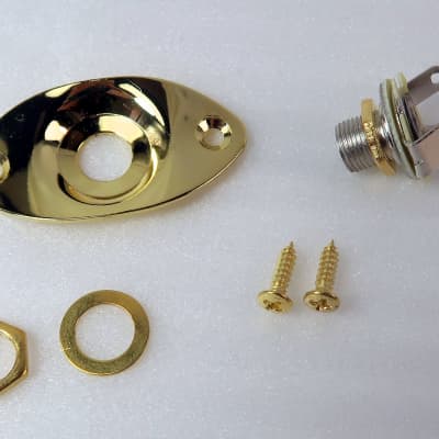 Oval Football Style Gold Tone Out Jack Kit Free USA Shipping Guitar Part image 3
