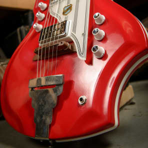 Rick Nielsen's 1962-64 National Glenwood 95 Map Guitar in Vermillion Red image 7