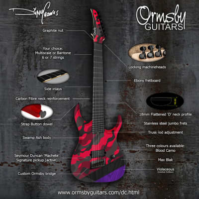 Ormsby [PRE-ORDER] DC GTR 6 string Multiscale 2020 Blood Camo image 3
