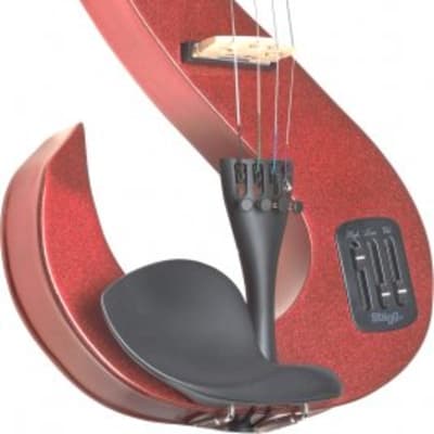 Stagg EVN 4/4 S-Shaped Electric Violin - Metallic Red w/ Case, Rosin, Bow, Headp image 2