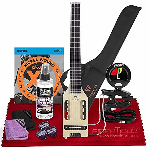 Traveler Ultra-Light Nylon Solid-body Acoustic-Electric Guitar (Maple) (ULN  MPS) + Clip-On 360° Rotating Tuner, Xpix 1/4 TRS Cable, Universal Guitar