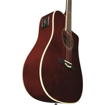 Eko NXT Dreadnought Cutaway Acoustic Electric Guitar - Wine Red image 2