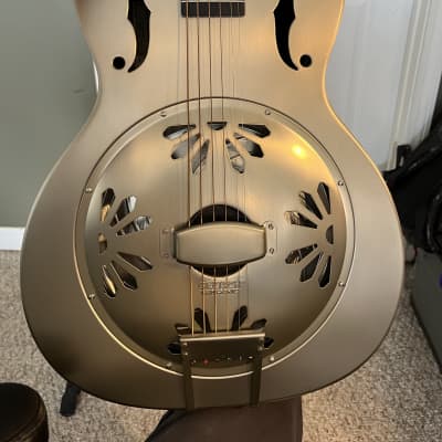 Gretsch G9201 Honey Dipper Round-Neck Brass Body Biscuit Cone Resonator Guitar 2010s - Shed Roof for sale