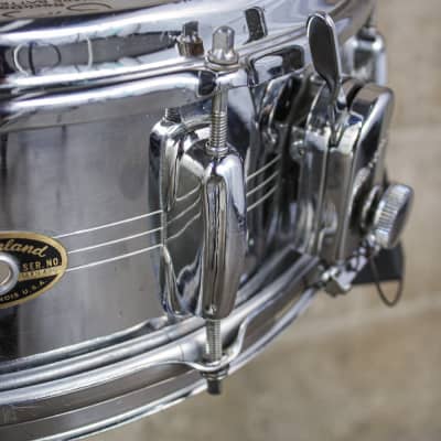 Slingerland 5" x 14" Late 60s Gene Krupa Sound King Chrome Over Brass Snare Drum image 7