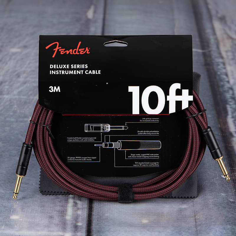 Fender Deluxe Series 10' Tweed Cable, Oxblood Red | Reverb