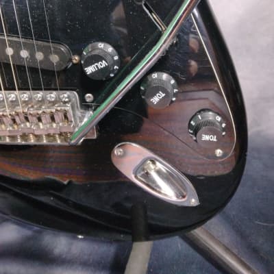 Memphis Vintage Rare "Strat" Style Electric Guitar 1980s - Black image 4