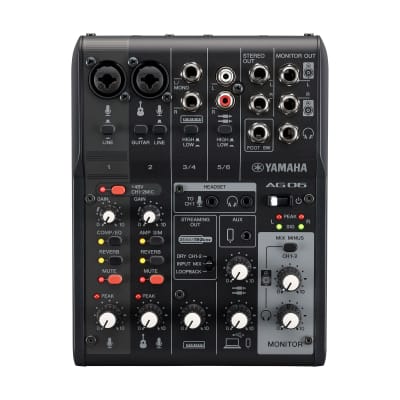 Yamaha 6-Channel Live Streaming Loopback Audio USB Mixer AG06MK2 image 1